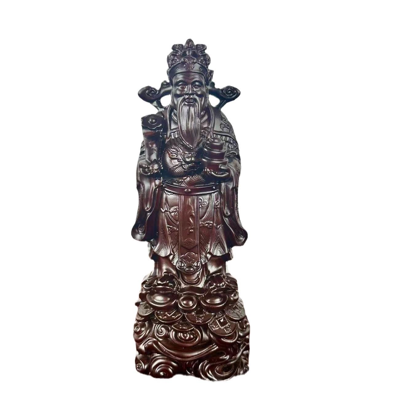 黑檀木雕财神摆件实木雕刻财神爷招财禄星木制工艺品财神到财运到