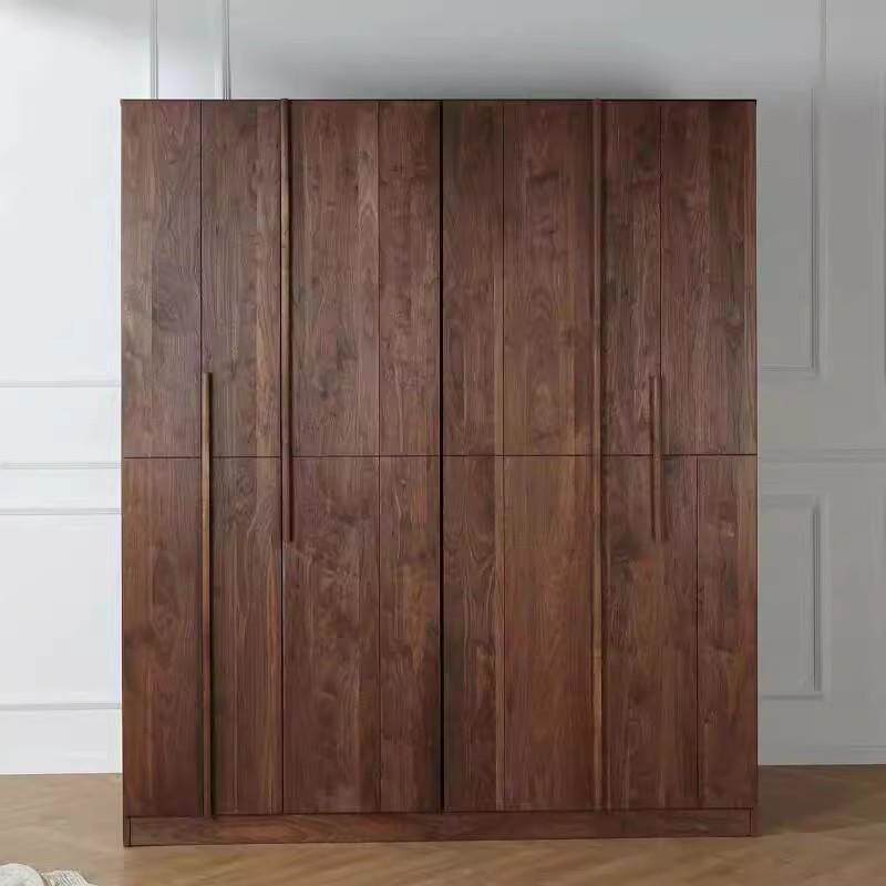 北欧全实木衣柜原木衣橱日式简约北美黑胡桃木大容量衣柜卧室家具