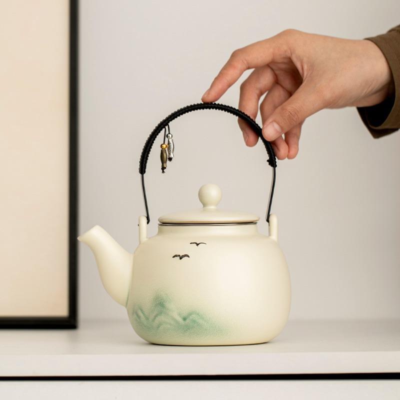 提梁茶壶单壶大容量陶瓷泡茶壶器高级感大号茶壶家用新款高档轻奢