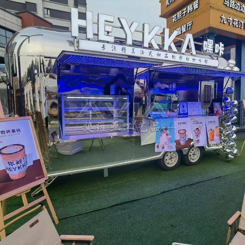 网红移动咖啡店车不锈钢餐车商用餐厅美食车街景露营地流动奶茶车