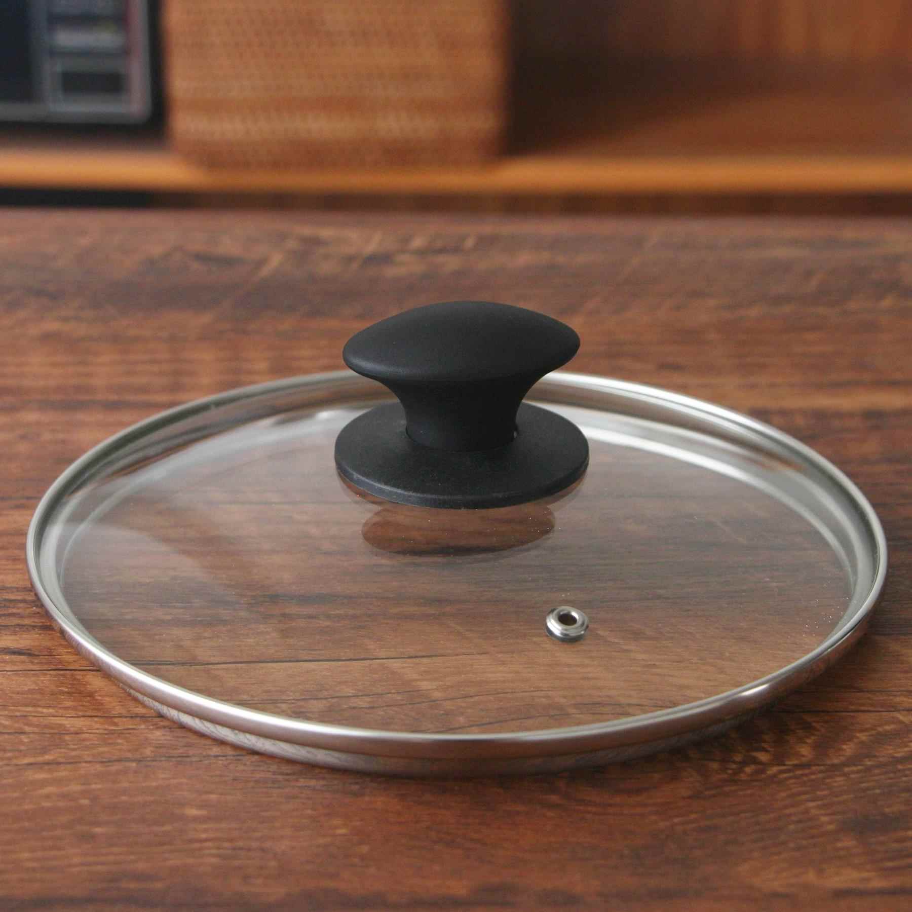 防烫防爆玻璃盖锅盖子304不锈钢圈蒸锅蒸笼盖耐高温加厚钢化透明