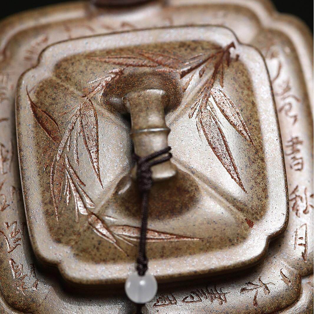 宜ZHIFU-91紫壶匠人手工兴制作矿沉香泥原四方竹节虚扁茶具砂分销