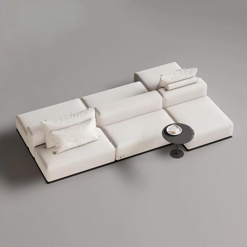 需定制意式极简背靠背中岛双面高端大气客厅别墅豆腐块棉麻布艺接