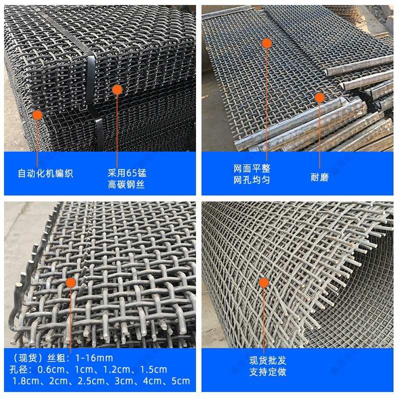 锰振动加工定制锰高矿用片包防堵钢丝网编织筛网筛黑边砂石钢65