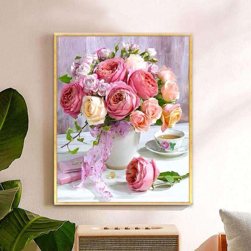 5d钻石画 画卧室满钻2025新款钻石贴黏钻十字绣客厅饭厅欧式花卉