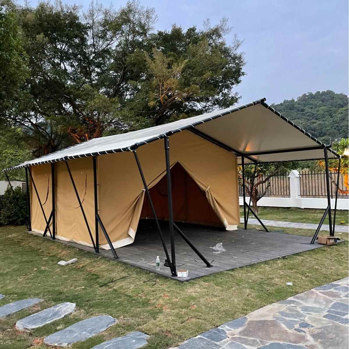 户外新网红三角露营野奢印第安tipi帐篷酒店看星空房高端民宿木屋