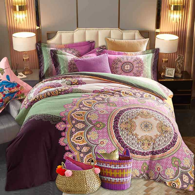 正品雪晶灵全棉加厚磨毛四套婚3D立体件活性印花被套床单庆纯棉4