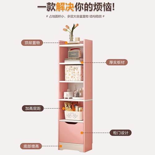儿童阅读书架绘本书柜置物架一体靠墙转角收纳柜窄款多层落地书架