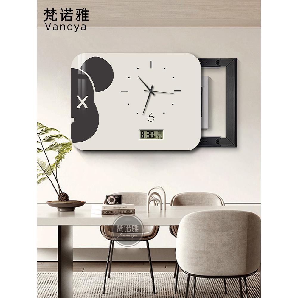 KWAS电表箱装饰画带钟表2024新款遮挡客厅餐厅配电箱万年历挂画