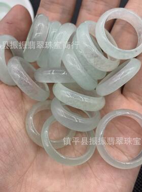 冰种浅豆色戒指25mm 玉石饰品女款玉指环尾戒 戒指圈 跑环玉器
