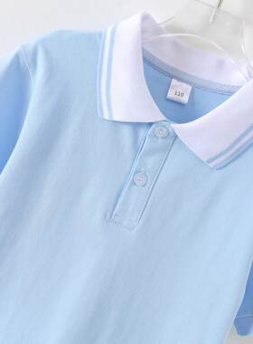 男女童短袖t恤夏季装中大儿童polo衫小孩半袖翻领体恤校服班服装