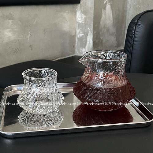 手冲咖啡品酒杯冰川纹高硼硅玻璃杯分享壶品鉴杯闻香杯墩墩杯高档