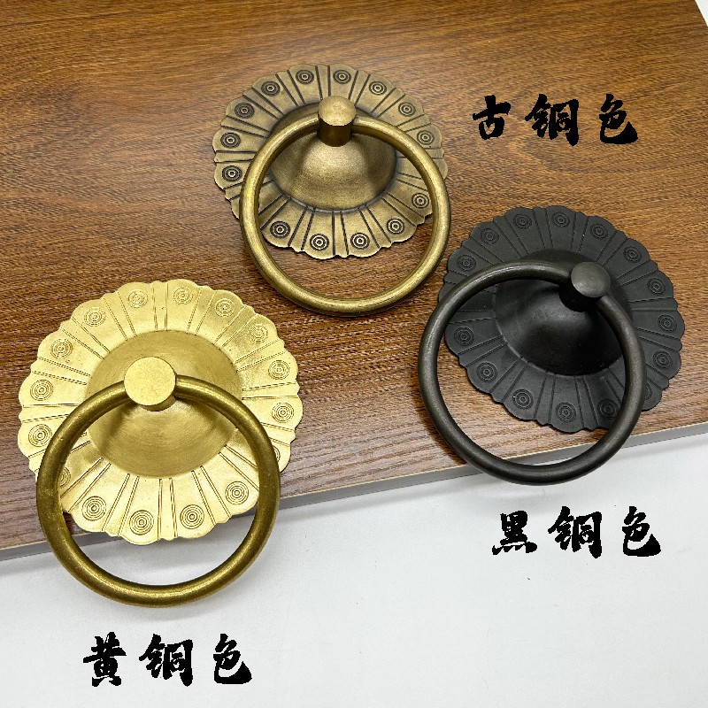 中式黄铜大门拉手老式木门把手古建庭院门拉环复古实心门环配件