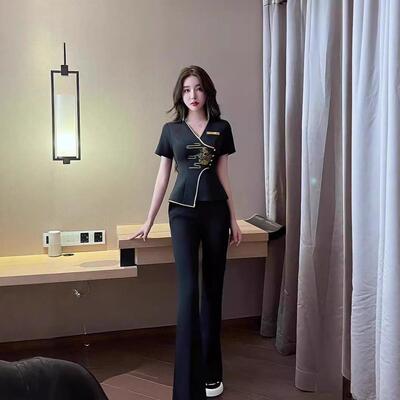 足浴技师沐足疗按摩高端养生馆美容院女工衣气质套装8517短袖长裤