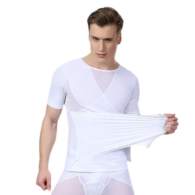 Mens body shaping vest tummy tuck chest binder waist corset