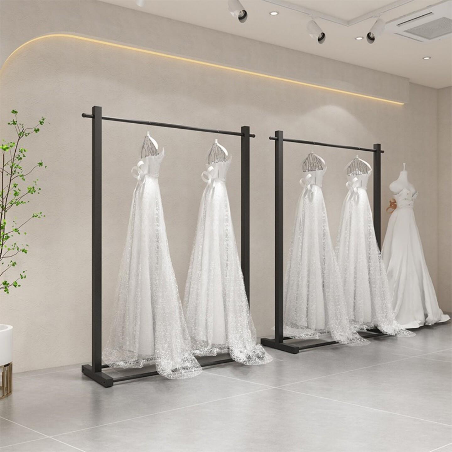 黑色婚纱架子落地式婚纱店高档时尚展示架旗袍礼服挂衣架陈列货架