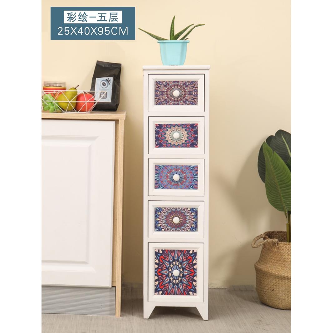 窄柜实木20/25/30厘米油漆缝隙储物柜浴室缝隙储物柜小迷你抽屉柜