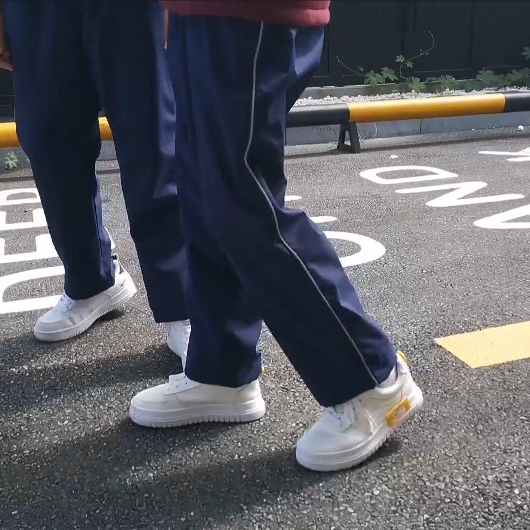 中小学生校服配套裤子校裤冲锋裤 藏青色银边反光运动裤 春秋冬款