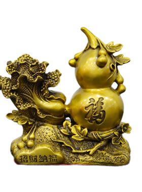 铜葫芦摆件纯铜百财葫芦客厅桌面店铺柜台装饰品礼品白菜福禄葫芦