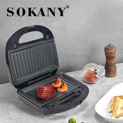 [热卖]SOKANY908双面加热家用多功能6合1烘焙三明治电饼铛