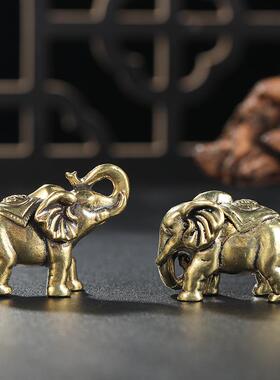 铜实心大象小摆件铜小号福象手把件仿古玩铜器铜雕财象厂家