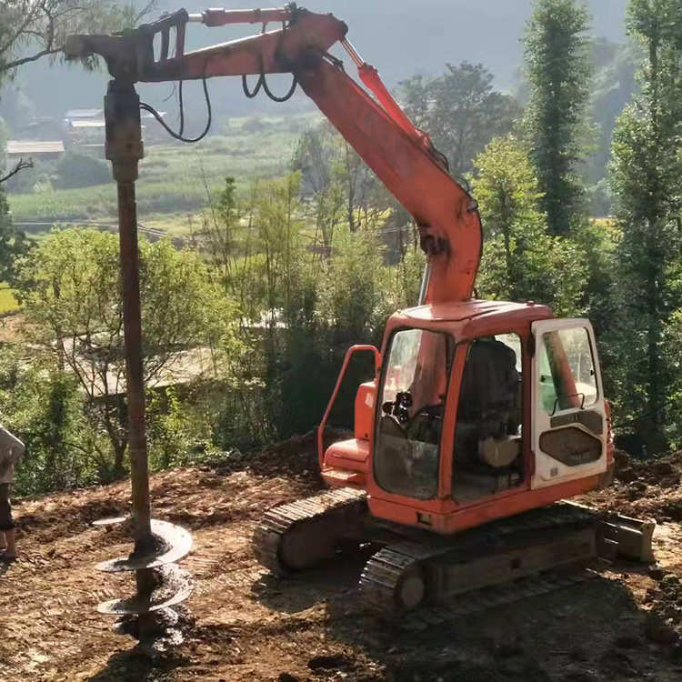 液压螺旋钻机挖掘机改装螺旋钻机屋地基光伏打桩钻孔机