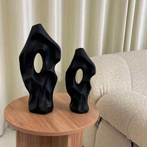 中古落地摆件设计感高级新中式小众家居简约陶瓷花瓶干花插花瓶潮