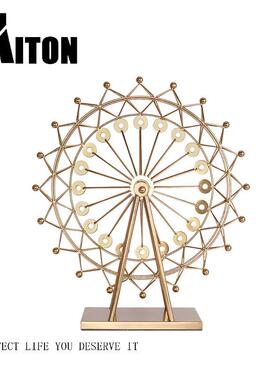 北欧轻奢创意金属摩天轮摆件样板房样品屋展示中心客厅玄关卧室铁