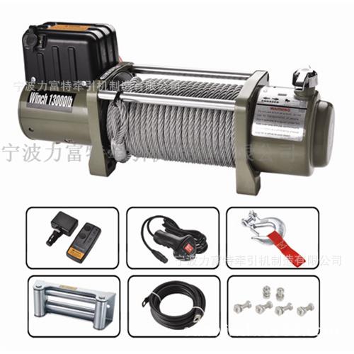 厂家直供13000磅汽车电动绞盘机12V24V牧马人车电动绞车