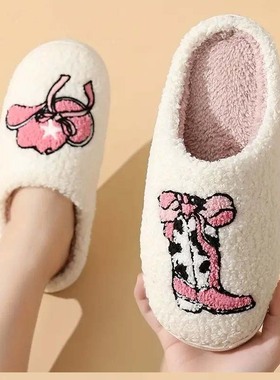 2025新款秋冬欧美品质爆款居家棉鞋棉拖鞋毛巾绣家居保暖地板拖鞋