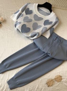suit two-piece knitted pants short-sleeved temperament