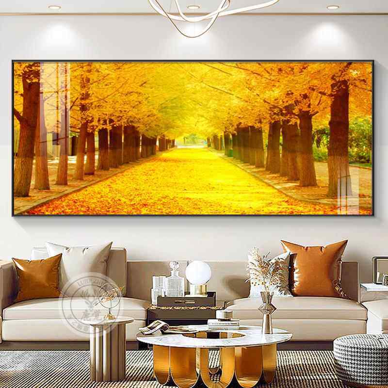 金光大道挂画轻奢高级感客厅沙发背景墙装饰画大气招财黄金树壁画