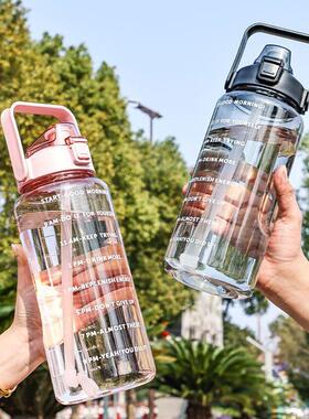 Sports Water Bottle With Straw Time Marker Leakproof Cold Dr