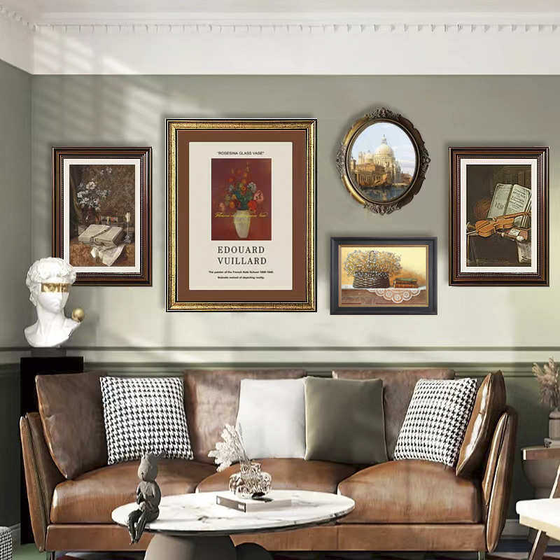 法式复古文艺挂画美式客厅装饰画小众轻奢组合餐厅沙发背景墙壁画,家居饰品,现代装饰画,淘宝优惠券,粉丝福利购,淘宝优惠卷