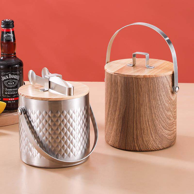 网红双层不锈钢冰桶装冰块的桶冰粒酒吧ktv商用啤酒桶家用储存桶