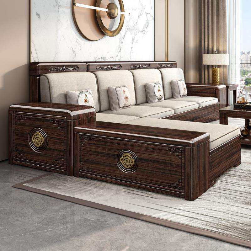 新中式紫金檀实木沙发家用客厅高档2026新款轻奢储物贵妃两用组合