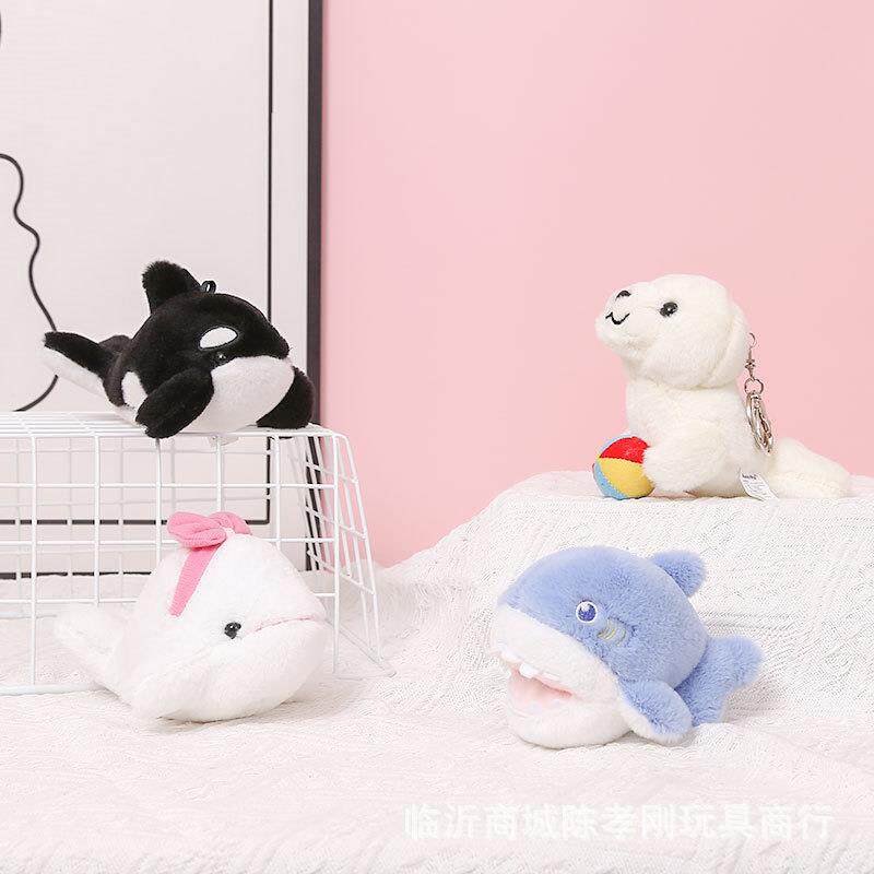 海洋动物咬手指鲨鱼公仔挂件仿真鲸鱼海豚钥匙扣海洋馆纪念礼品批