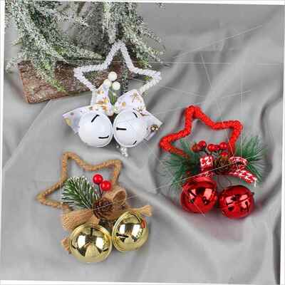 Christmas Pentagram bell diy Christmas tree hanging bow