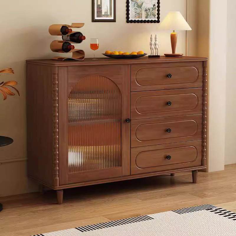 中古风实木餐边柜斗柜酒柜矮柜一体多功能厨房客厅收纳纯实木柜子