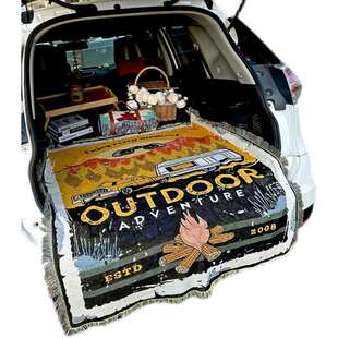 汽车后备箱摆摊布咖啡车尾箱毯子网红夜市摆摊桌布露营帐篷装饰毯