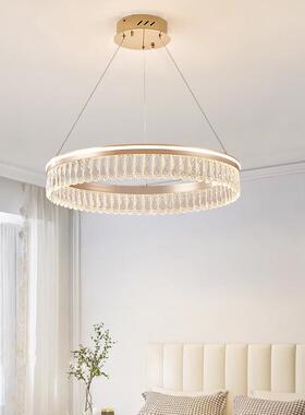 高颜值意式轻奢水晶吊灯饰中山古镇灯具圆圈形大气金色客厅主灯具