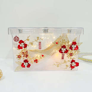 婚鞋盒结婚拍照道具ins装饰四锁抢亲藏鞋盒游戏工具闹玩藏鞋