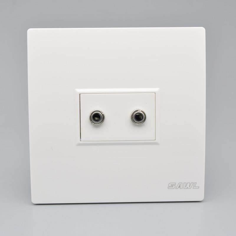 双孔耳机音频插座86型2个3.5mm免焊接耳机模块双音频口立体声面板