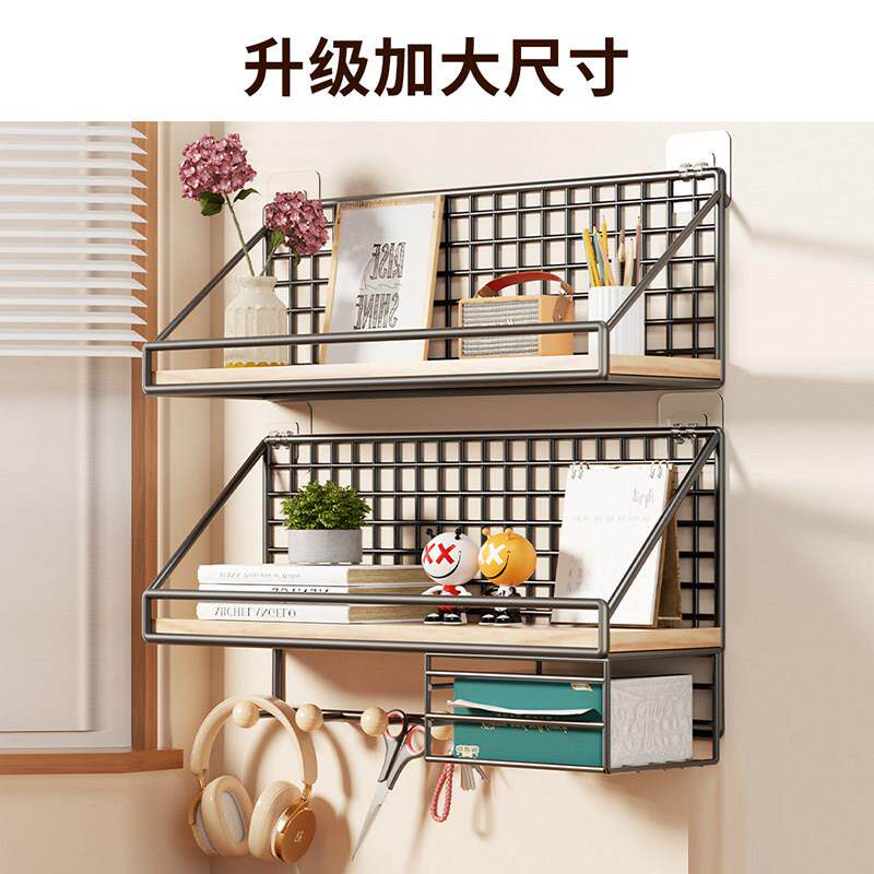 墙上置物架上免打孔学生寝收室床头铺舍宿神器墙壁挂篮卧X1230185