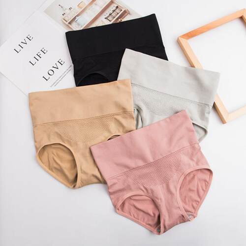 Womens Solid Daily Textured High Waist Panty, Breathable