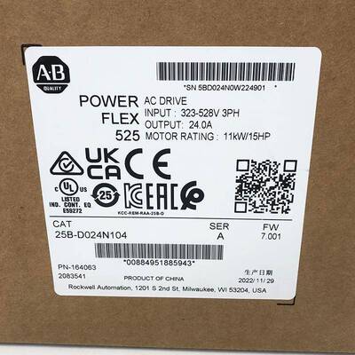 25B-D024N104罗克韦尔ABPowerFlex525变频器全新现货25BD024N104