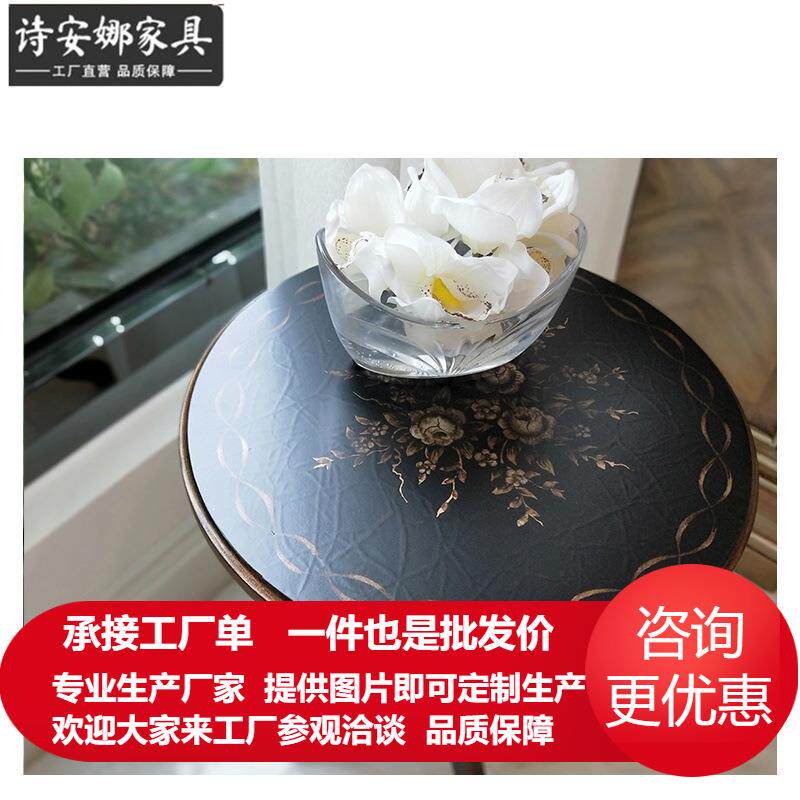 英式实木小茶几手绘艺术咖啡桌沙发边几角几电话圆桌