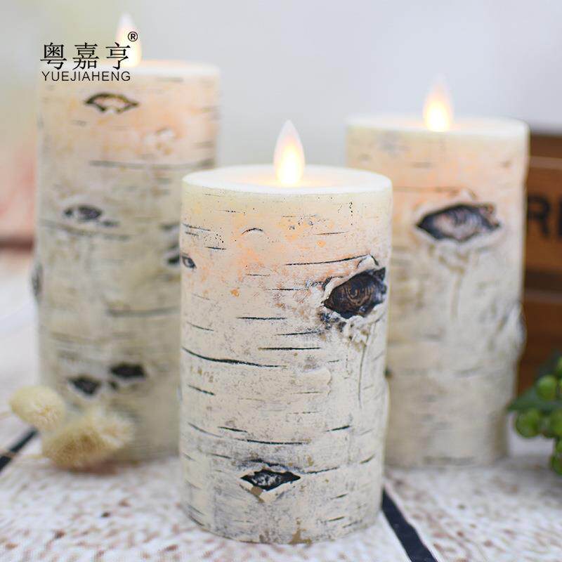 桦树皮led电子蜡烛灯假蜡烛创意浪漫小夜灯婚庆派对装饰灯路引灯