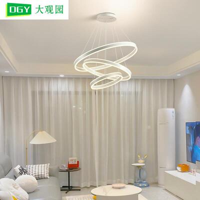 客厅灯现代简约圆环吊灯北欧餐厅灯卧室灯极简三圈客厅主灯具055L