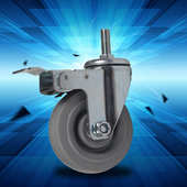 推车轮 橡胶轮5寸丝杆刹车万向轮 设备轮 静音轮 脚轮子 TPR轮子